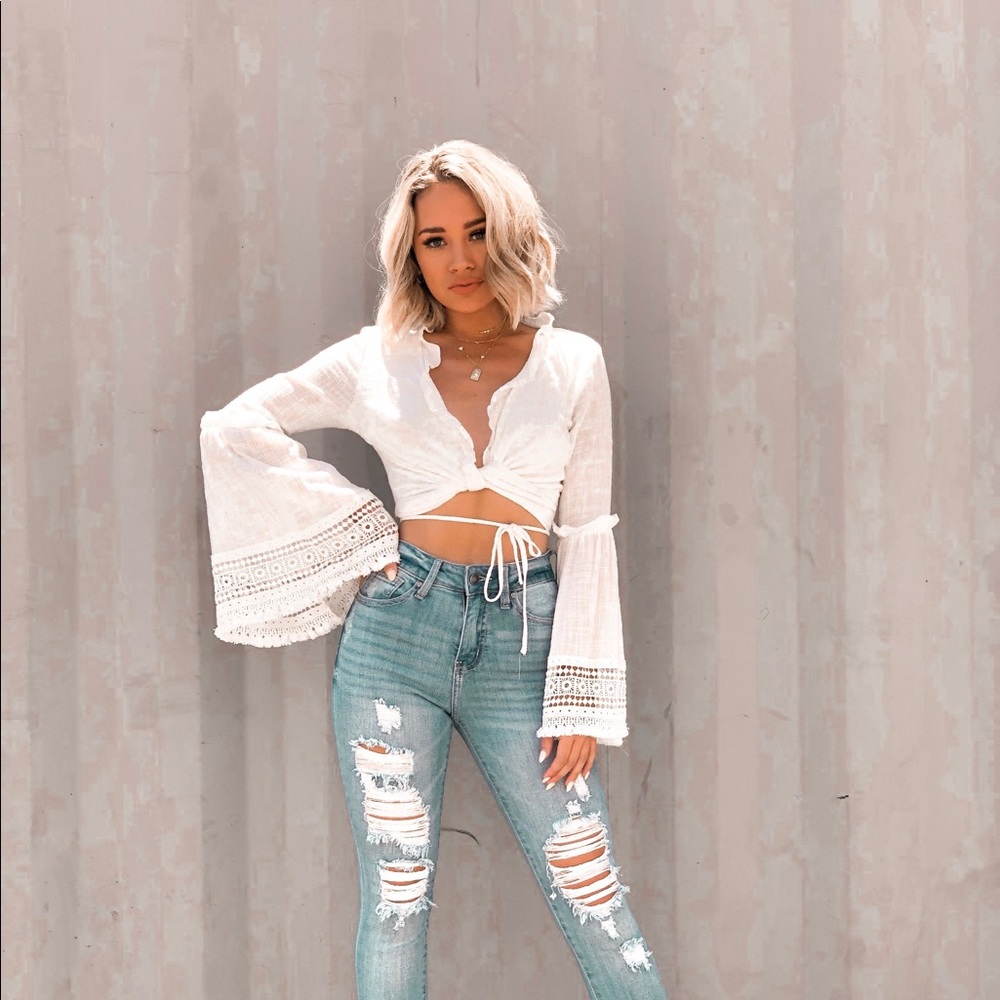 Long sleeve crop wrap top